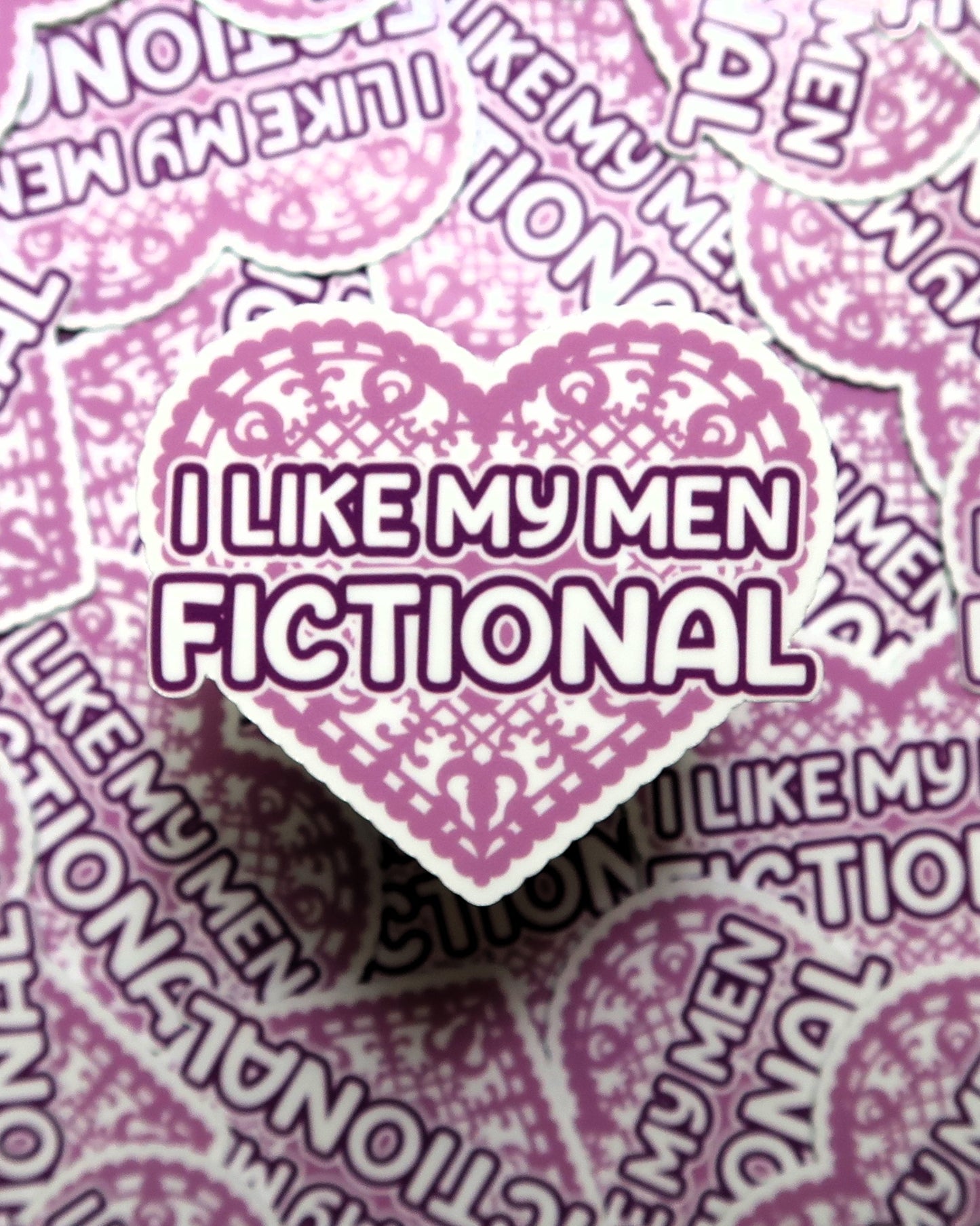 I Like My Men Fictional Heart Sticker