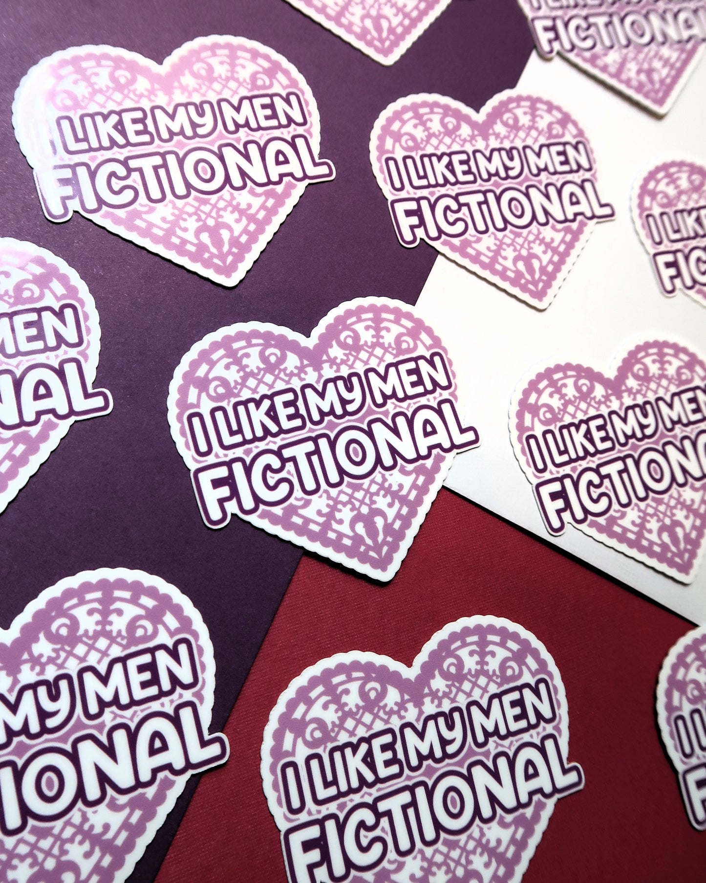 I Like My Men Fictional Heart Sticker