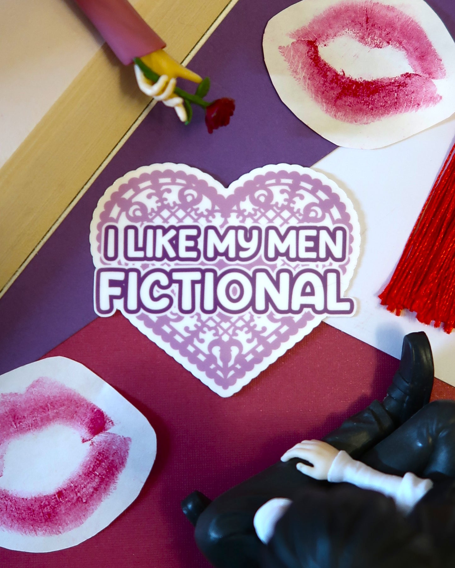 I Like My Men Fictional Heart Sticker