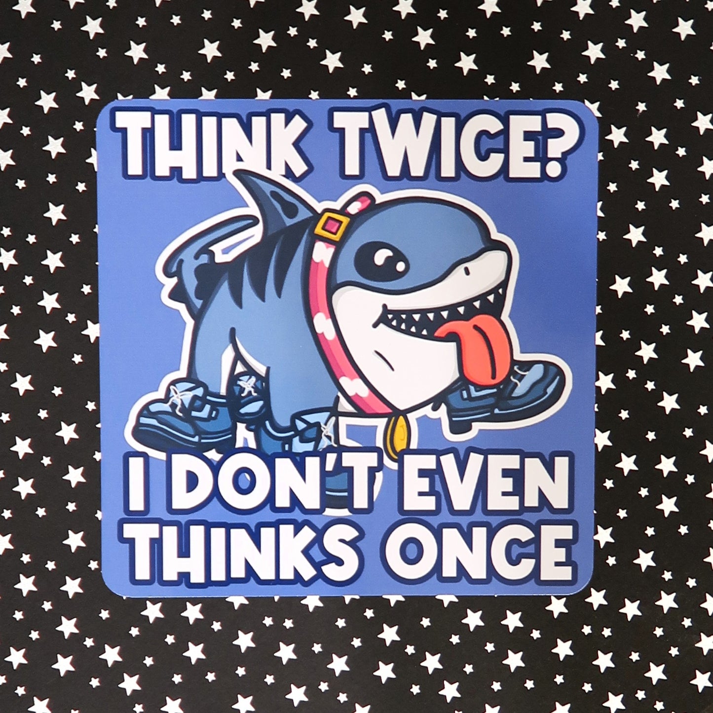 Think Twice Stylish Shoes Shark Art Print