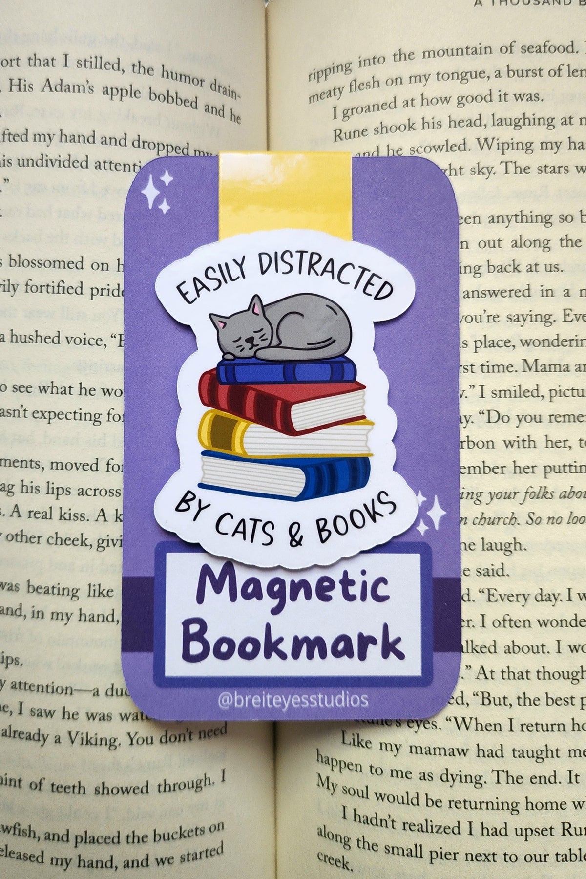 Easily Distracted by Cats & Books Magnetic Bookmark