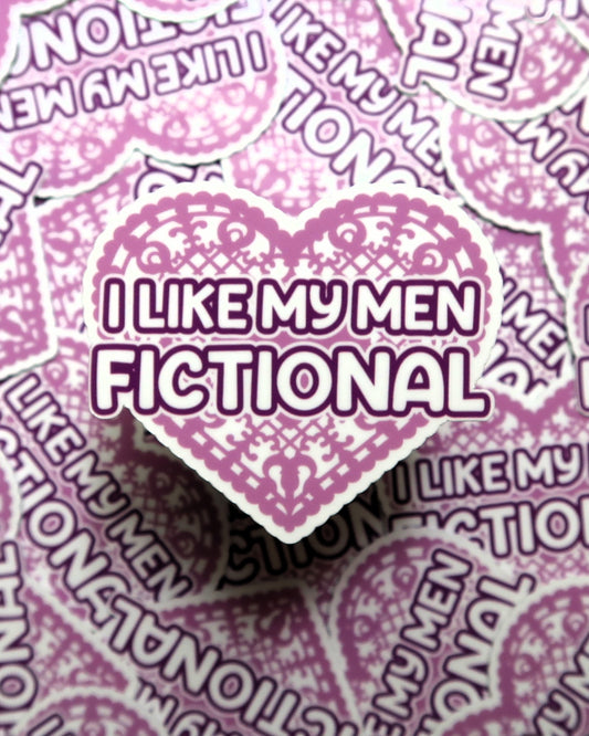 I Like My Men Fictional Heart Sticker