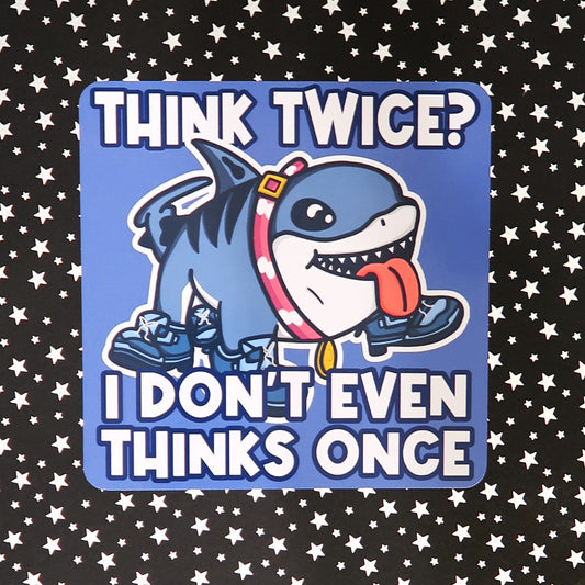 Think Twice Stylish Shoes Shark Art Print